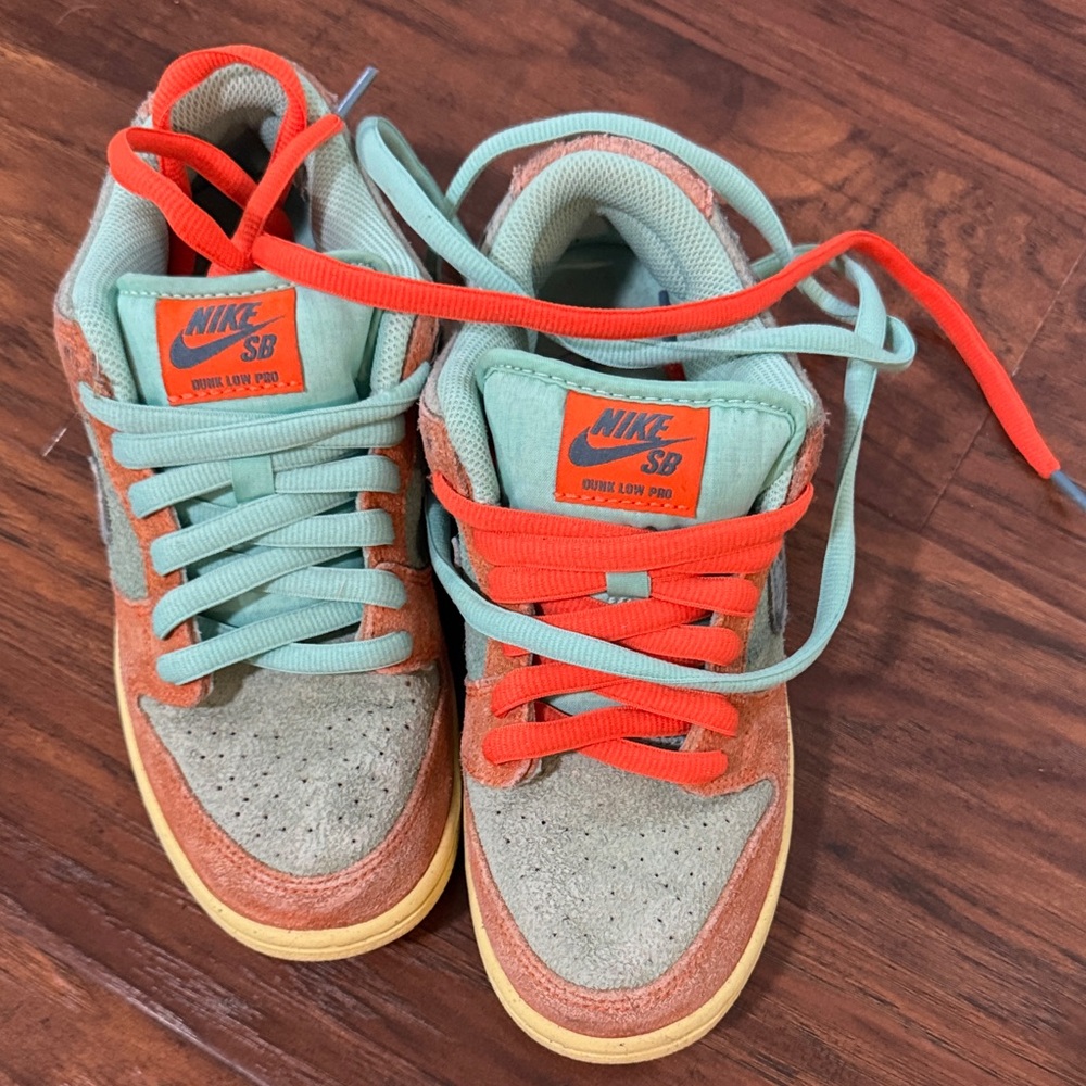 Nike Kids SB Low Top Sneakers - Mint Green & Bright Orange